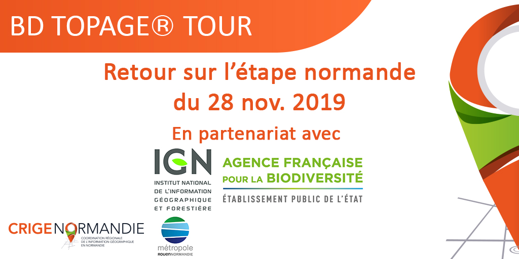 CRIGEnormandie's tweet photo. ℹ️ Retour sur l'étape #normande du #BDTOPAGE Tour du 28 nov 2019 qui s'est déroulé à @MetropoleRouenN avec @IGNFrance et @AFBiodiversite 
Merci à @egis et l'agence de l'eau @Seine_normandie pour leur témoignage
▶️https://t.co/h1b1VioaCC https://t.co/YvhksDoarp