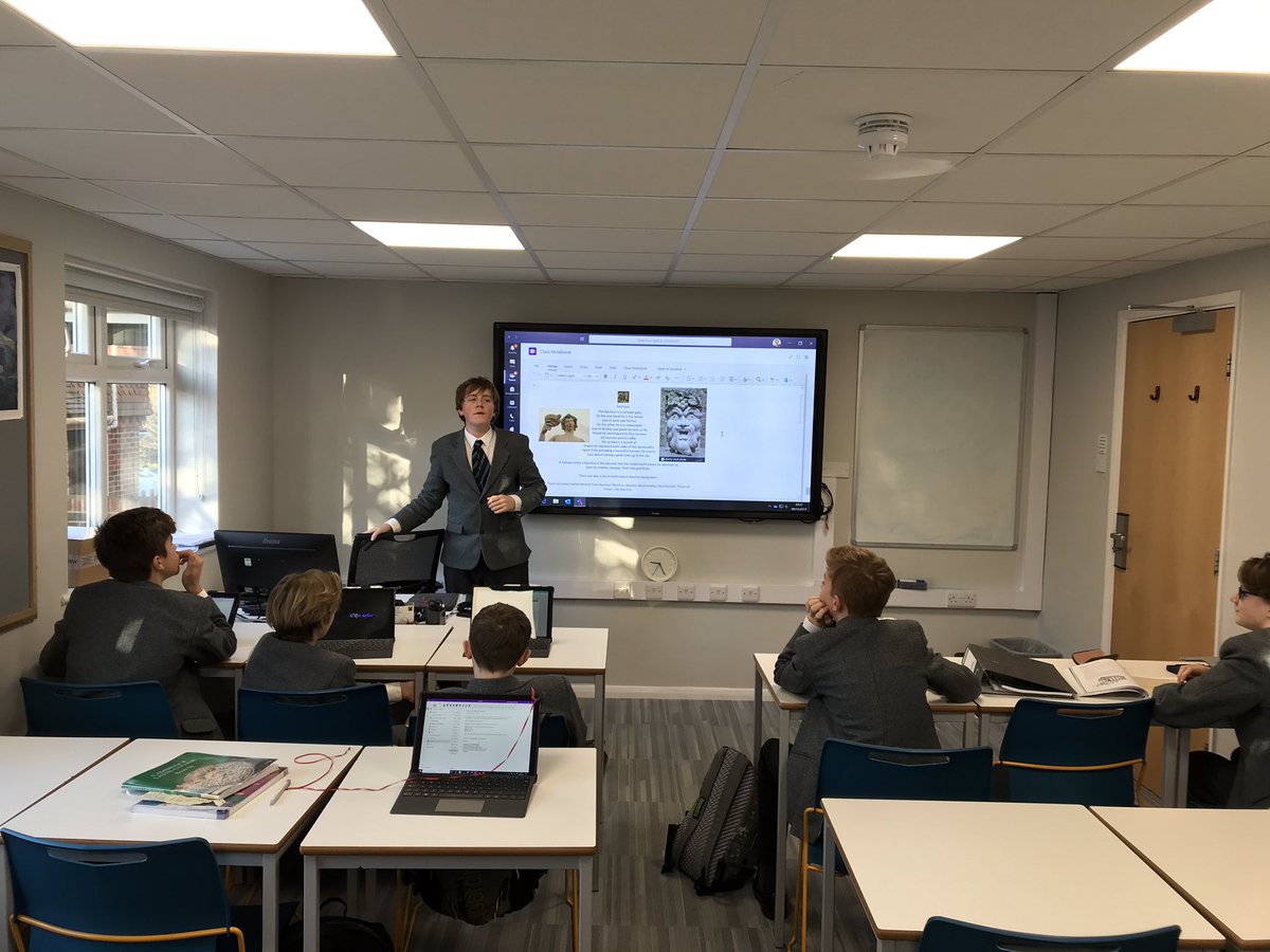 Theo in Shell presenting the Roman god of festivity, Bacchus, to his class mates using Microsoft Surface Pro <a href="/HouseHilton/">Hilton House</a>