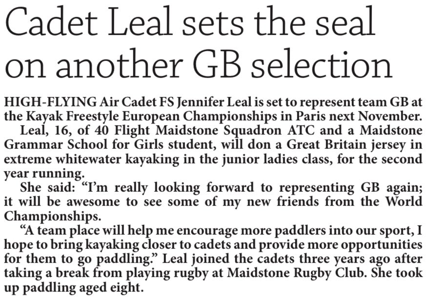 40FSqnATC's tweet photo. Amazing to see this in the latest edition of @RAFNewsReporter.
Jen has achieved so much and we will be watching her in this event for years to come! Good luck Jen, the Sqn supports you all the way! #aircadets #whatwedo @RegComdtLASER @ComdtAC https://t.co/uezlS7ws9r