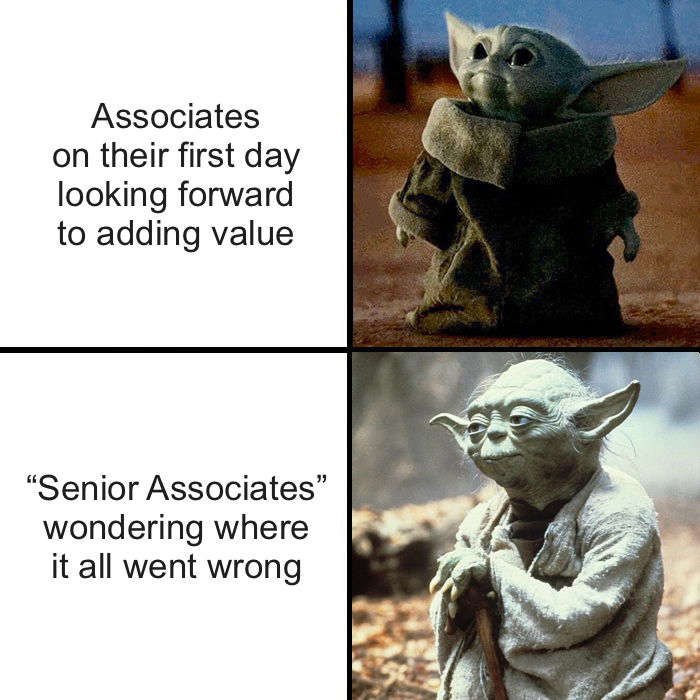 vcstarterkit's tweet image. Associates interviewing at a portfolio company for a BD role after realizing there's no path to partner:
"So I spent some time in venture learning how to evaluate companies but now I want to focus on operating"