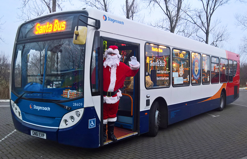 StagecoachSE's tweet photo. Weβve invited Father Christmas himself to drive some of our buses throughout #Kent in the run up to Christmas! If you spot Santa behind the wheel Tweet us a photo using #SantaBusDriver for a chance to win one dayβs free bus travel! π
π https://t.co/hZW1sSyEBn https://t.co/r6MPuCynTi