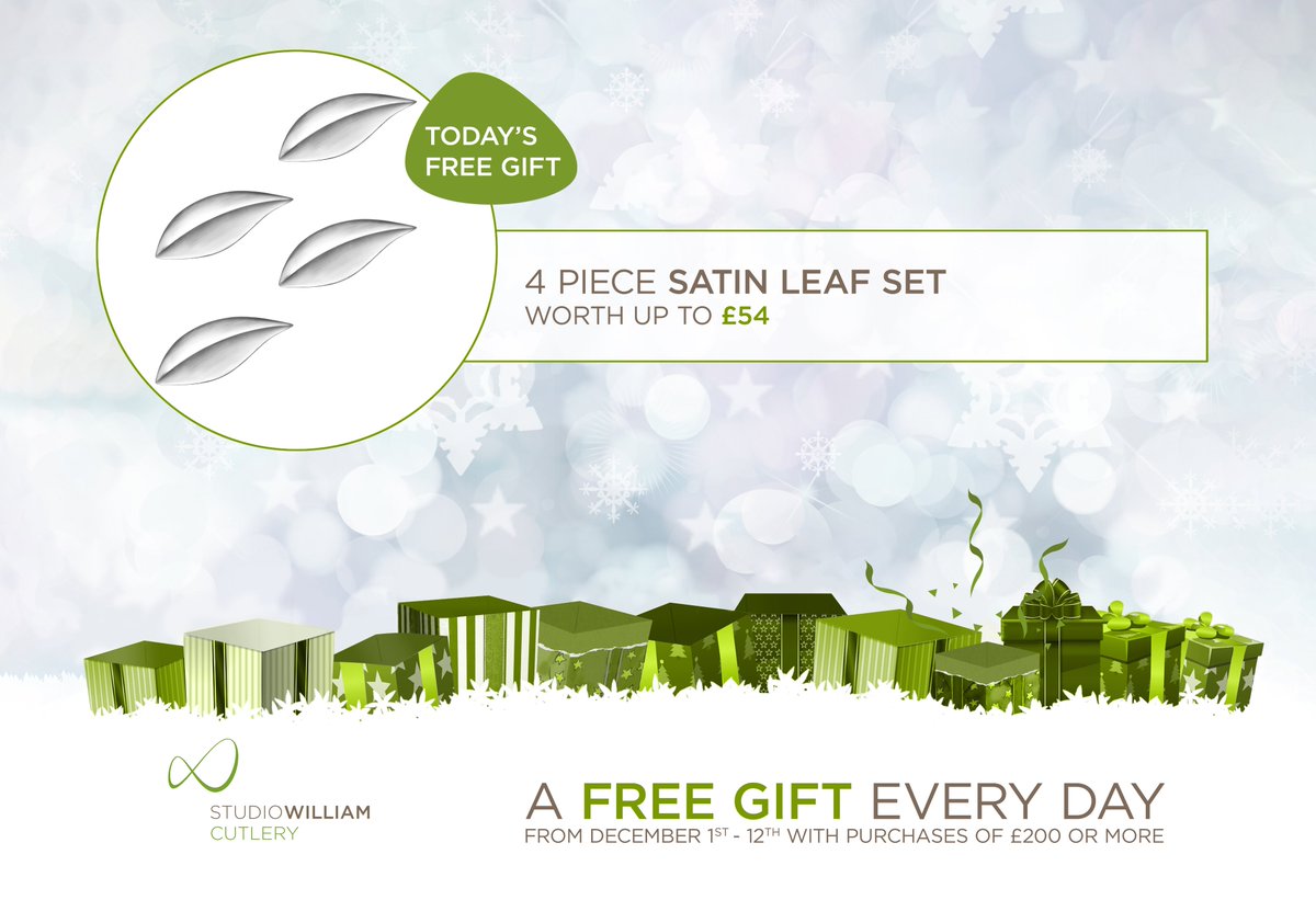 Studio_William's tweet photo. Today's #FreeGift is 'The Leaf' 4-Piece Gift Set by #fashiondesigner #AnabelaChan!
#cutlery #flateware #specialoffers #ChristmasGift https://t.co/YAsYzThzXv