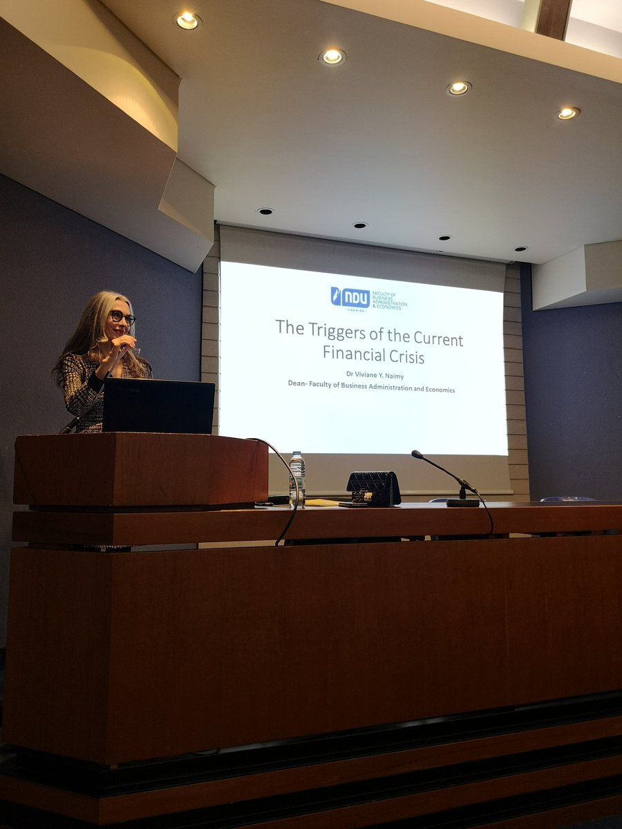 DMM_NDU (@ndu_dmm) on Twitter photo Dr. Viviane Naimy talking about the triggers of the current financial crisis #Conference #FinancialSituation #Crisis #Lebanon #NDU #FBAE <a href="/NDU_Louaize/">Notre Dame University-Louaize</a> Dr. Viviane Naimy talking about the triggers of the current financial crisis #Conference #FinancialSituation #Crisis #Lebanon #NDU #FBAE <a href="/NDU_Louaize/">Notre Dame University-Louaize</a>