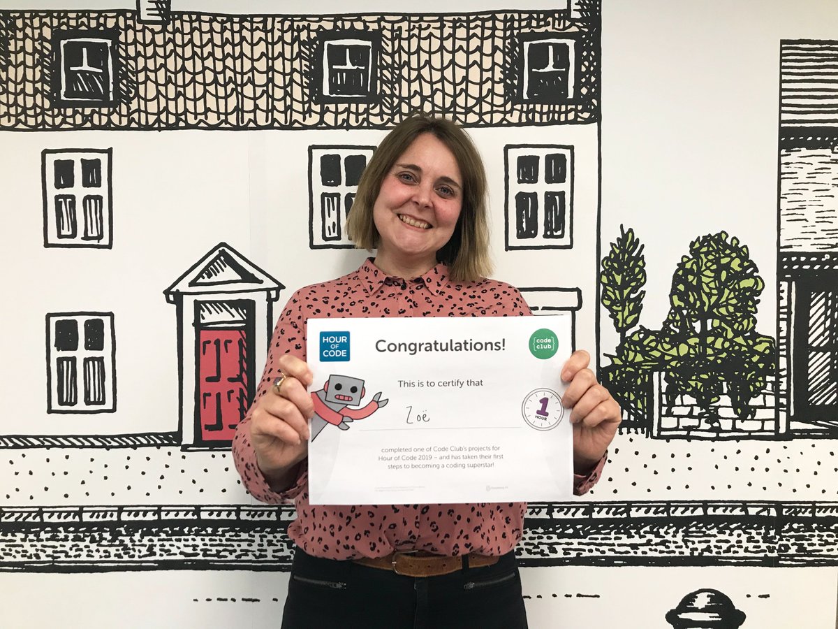 CodeClub's tweet image. It's #HourofCode week! 
Take part in this worldwide celebration of computer science & put aside one hour to complete a Code Club project. hourofcode.com/uk
We have even designed a special certificate! Go to your club dashboard and head to resources to download.
