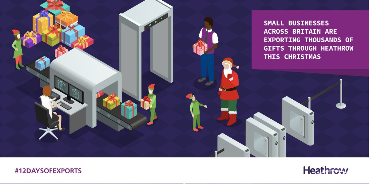 HeathrowNews's tweet photo. It's the third year of Heathrow's #12DaysofExports campaign and Santa is as busy as ever supporting #SMEs with their Christmas deliveries. 🎅🎄🎁

Join us as we explore some of the products passing through the airport ✈️ this #Christmas. https://t.co/msgFGJ9d8M