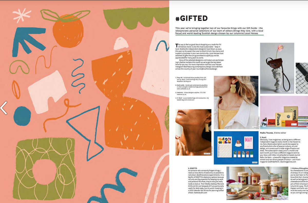 This year’s gift guide features highly personal selections from the team at <a href="/theskinnymag/">The Skinny</a> with a local or ethical focus. Alongside this is the celebration of #ScottishDesign you’d expect from Local Heroes with 20 items from 20 designers. 
#designcurator
—
theskinny.co.uk/art/features/g…