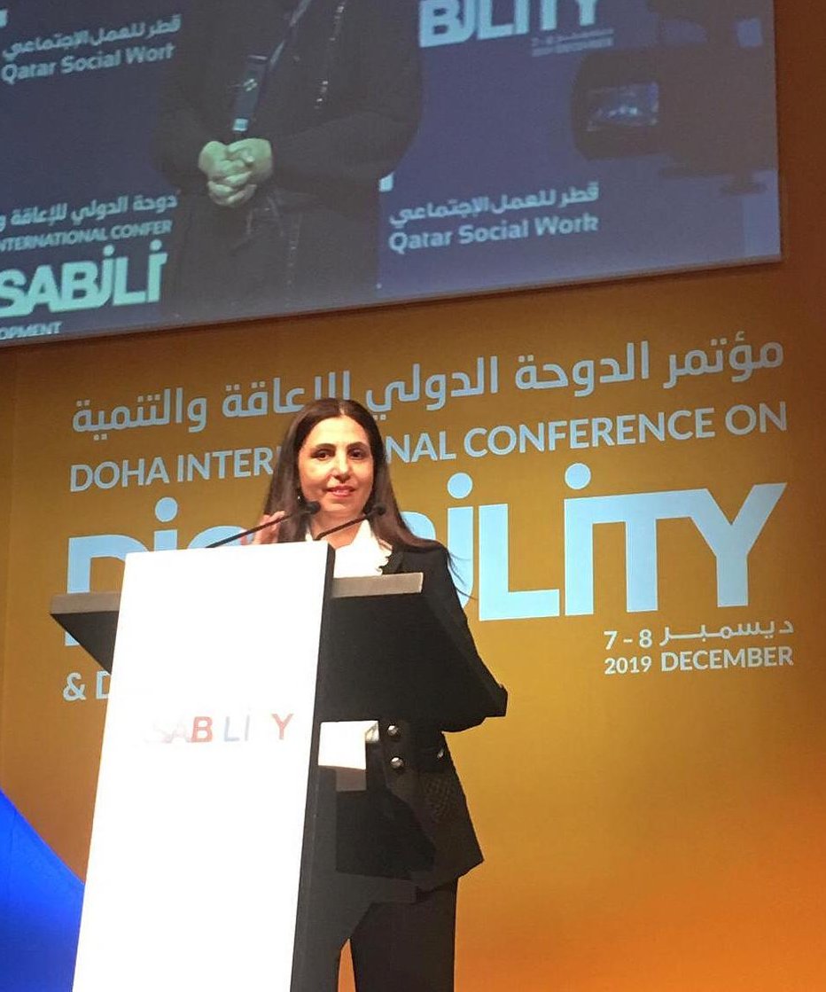 UNESCWA's tweet photo. At the #Doha International Conference on Disability &amp; Development (Dec. 7-8), @EscwaES Rola Dashti emphasized the importance of decent work &amp; employment as essential sources of #empowerment for the well-being &amp; dignity of all, including persons with #disabilities.
#DICDD #SDGs https://t.co/0qi2EsotLF