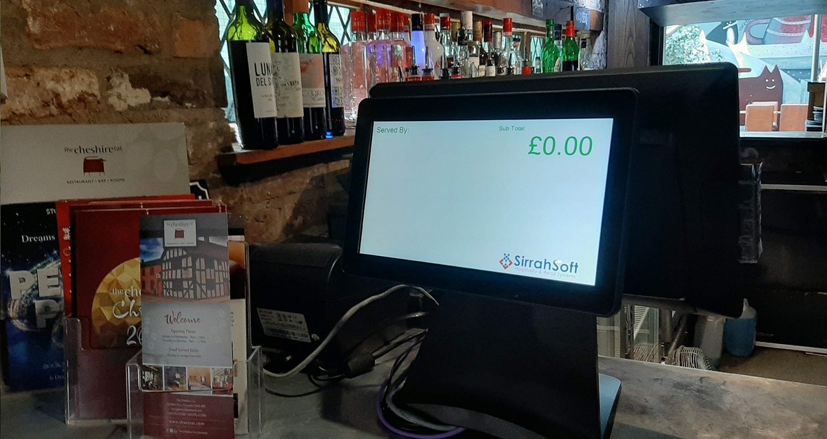 SirrahSoft's tweet photo. Recent Install of @BoxTechnologies POS355 with our S-POS software completed at The Cheshire Cat. This one with the optional 10" customer display, finer print reader, swipe card reader and @Paymentsense PDQ integration.
#HospitalityEPOS #HotelEPOS #CheshireEPOS #BarEPOS https://t.co/nxgZAuXBfK