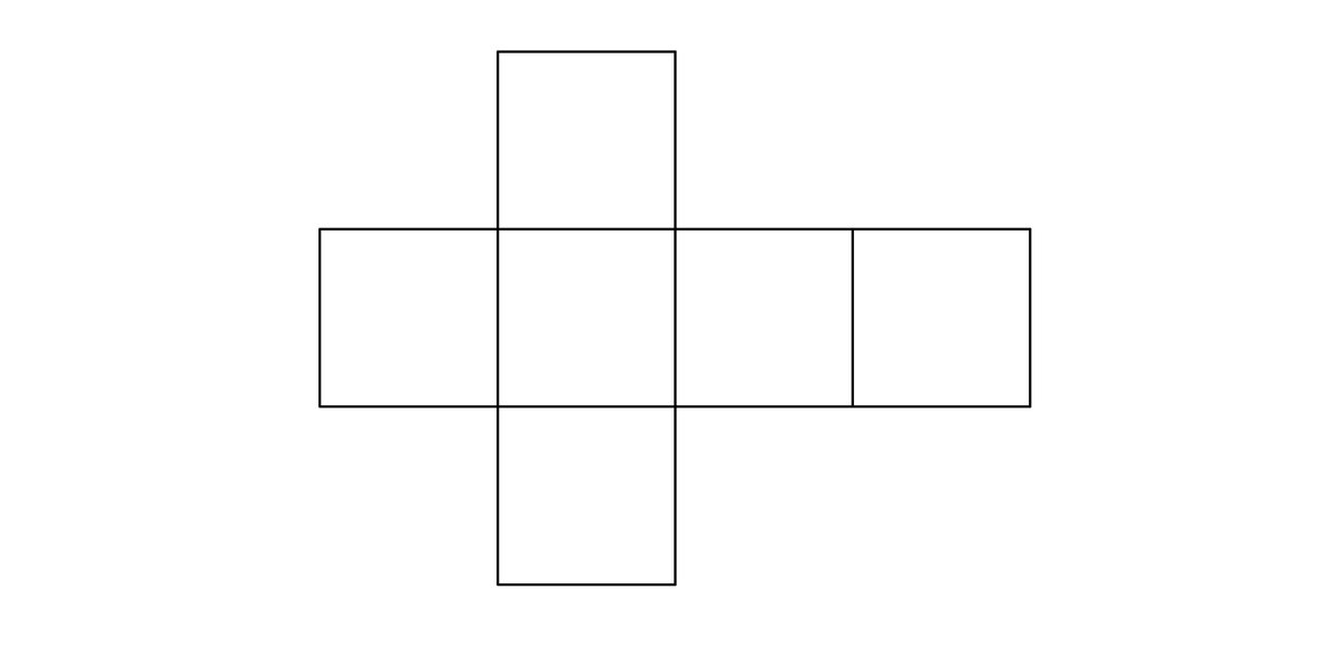 ポテト一郎 立方体の展開図 ラテンクロスと呼ばれる立方体の展開図ですが 驚くことに立方体以外の立体も折ることが出来ます 実際に八面体を折ってみました