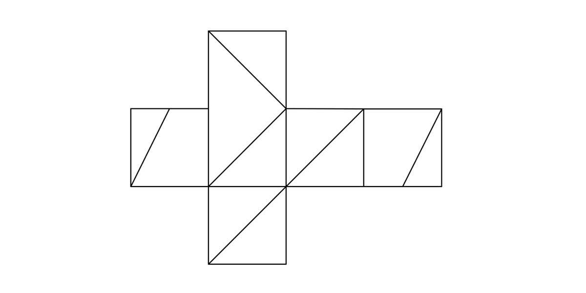 ポテト一郎 立方体の展開図 ラテンクロスと呼ばれる立方体の展開図ですが 驚くことに立方体以外の立体も折ることが出来ます 実際に八面体を折ってみました