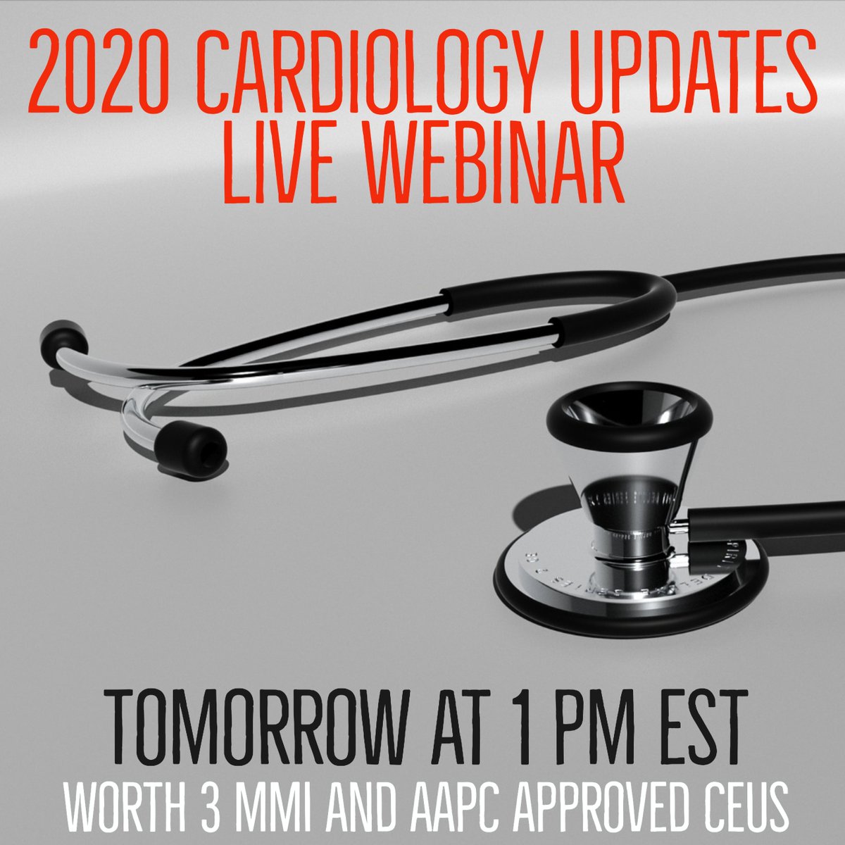 Tomorrow is the 2020 Cardiology Updates Live Webinar with Rhonda Granja at 1 pm est!

Join here: bit.ly/2020cardioweb

#cardiology #cardiocoder #ccc #cardiologycoding #cardiologycoder #webinar #aapc #ceus #mmitraining