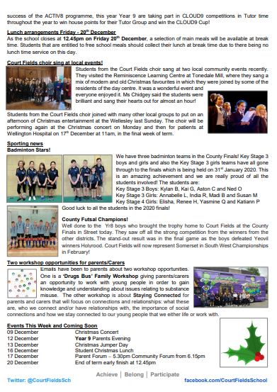 CourtFieldsSch's tweet photo. This week's parent bulletin has arrived! π’ https://t.co/7RlkNzXv7C #CourtFields
#Wellington #Somerset #Parents #Education https://t.co/ig9LuvGPKg