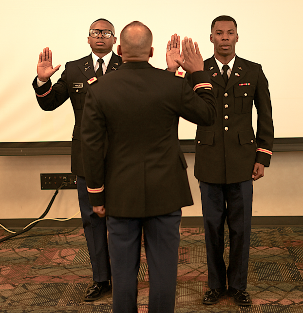 JacksonStateU's tweet photo. #JSUGrad19 - Jackson State University Tiger Battalion salutes 2 new second lieutenants during fall 2019 commissioning https://t.co/T5GChABpIn https://t.co/smSg3DfsDa