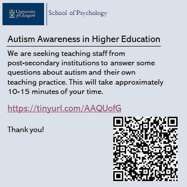Dr Chiara Horlin (she/her) (@aussieweegie) on Twitter photo Calling all HE teaching comrades! <a href="/Rhoda_v_Below/">Rhoda von Below</a> and I are investigating the awareness of autism amongst teaching staff (particularly outside psychology). We would appreciate 10-15 minutes of your time and a retweet if you can!
#highereducation #teaching #InclusionMatters Calling all HE teaching comrades! <a href="/Rhoda_v_Below/">Rhoda von Below</a> and I are investigating the awareness of autism amongst teaching staff (particularly outside psychology). We would appreciate 10-15 minutes of your time and a retweet if you can!
#highereducation #teaching #InclusionMatters