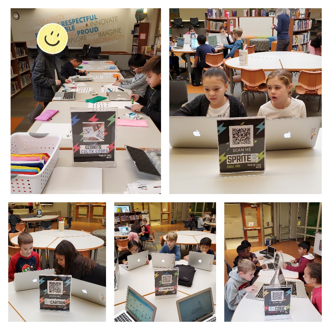 ElsieJohnsonIC's tweet photo. 3rd Ss coming at #HourOfCode week with a Monday morning #coding sesh! Self-selected coding stations so students could #code the way they enjoy most! @gotynker @scratch @codeorg @Ozobot @EJPrincipalD93 @CCSD93 @ECJSchool #TechTimeWithMsDiBiase #D93Innovates https://t.co/sUlnnkO0SA