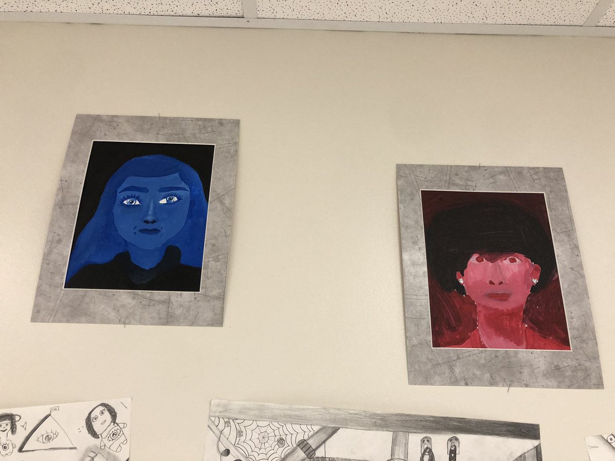 @Bussey_Art  Highschool credit class (8th grade) did amazing at their monochromatic self portraits! @Bussey_Owlets @GISDArts @GarlandArts #middleschool #busseynation2020 #choosegarlandisd #art #monichromatic #painting #selfportraits