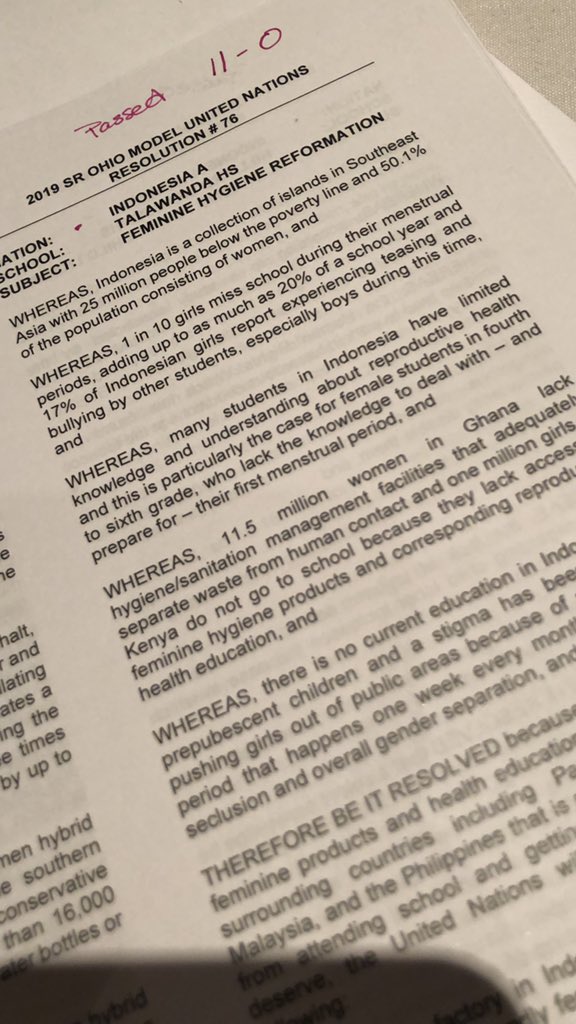 Ebetheberwine's tweet photo. When OMUN censors a resolution that passed 11-0 because “it’s not an appropriate topic for the UN” #omun2019 https://t.co/XwdUWqzSBP