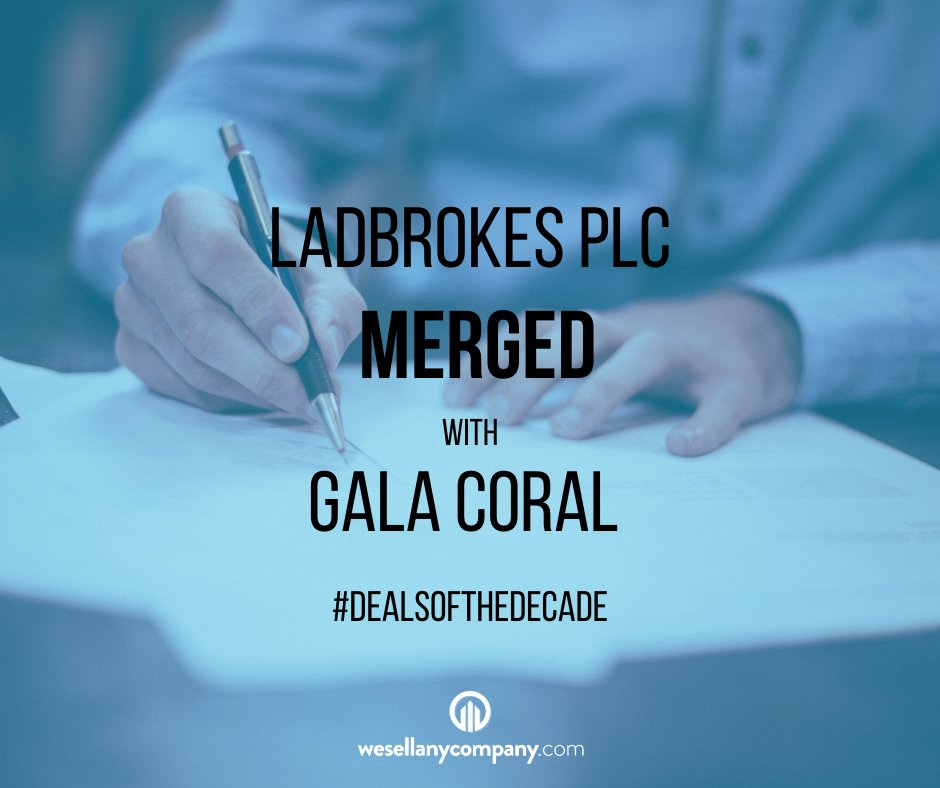 DAY 1 - In 2016 <a href="/Ladbrokes/">Ladbrokes</a> PLC acquired Gala Coral and changed its name to Ladbrokes Coral Group plc, creating a £2.3bn bookmaking giant. #dealsofthedecade #mergersandacquisitions #businessforsale