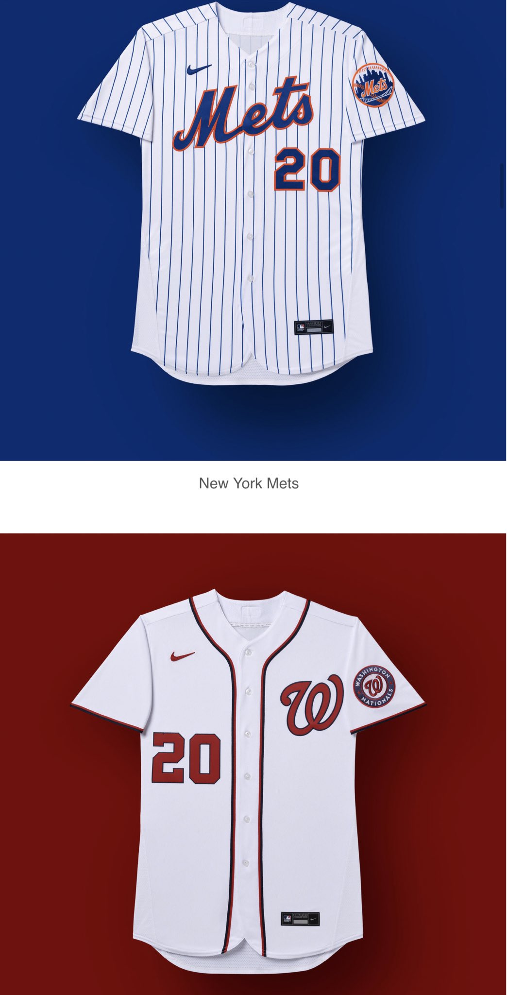 Nuevo uniforme Mets Nationals temporada 2020 Grandes Ligas