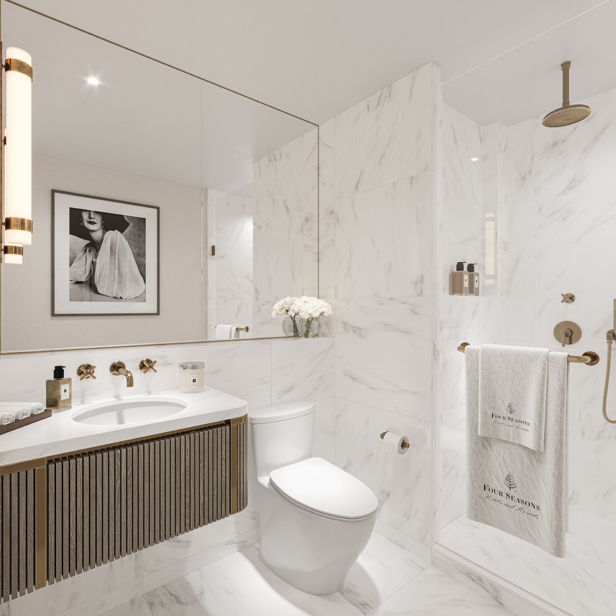 Designed by <a href="/TaraBernerd/">Tara Bernerd</a>, the Private Residence Powder Room is the perfect Four Seasons retreat. #fsfortlauderdale