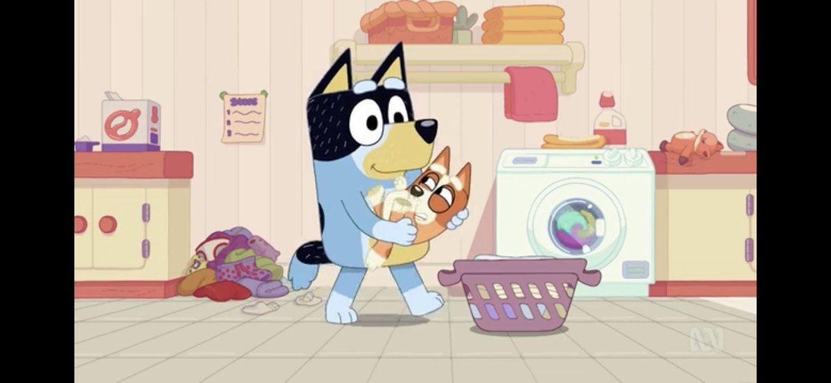 BingoHeeler's tweet photo. I’m not laundry! #daddyrobot #bingo #bluey @officialblueytv https://t.co/VUMVM8o9oz