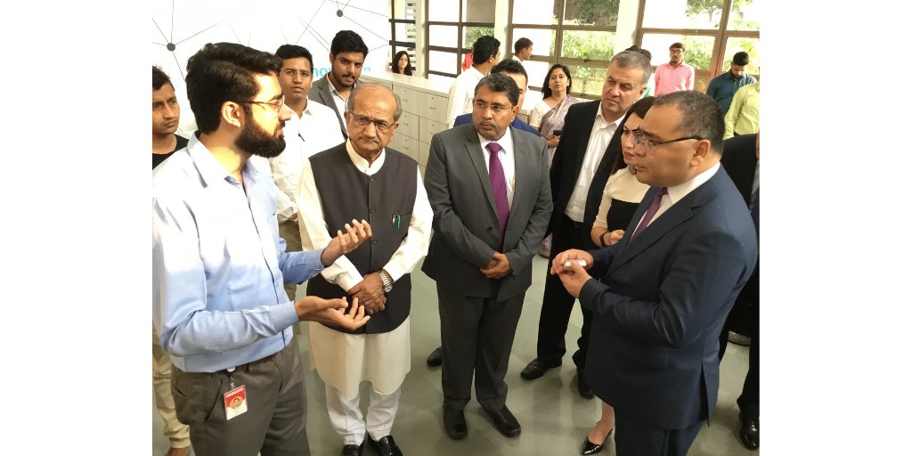AlluviumIot's tweet photo. Quick glimpse from our presentation of KAVACH to Dr. Ibrokhim Abdurakhmonov, Minister of Innovative Development, Republic of Uzbekistan and  Shri Bhupendrasinh Chudasama, Education Minister, Govt. of Gujarat at iCreate.  #safety #innovation #startup #ehs #healthsafety https://t.co/DsYJuRluQD