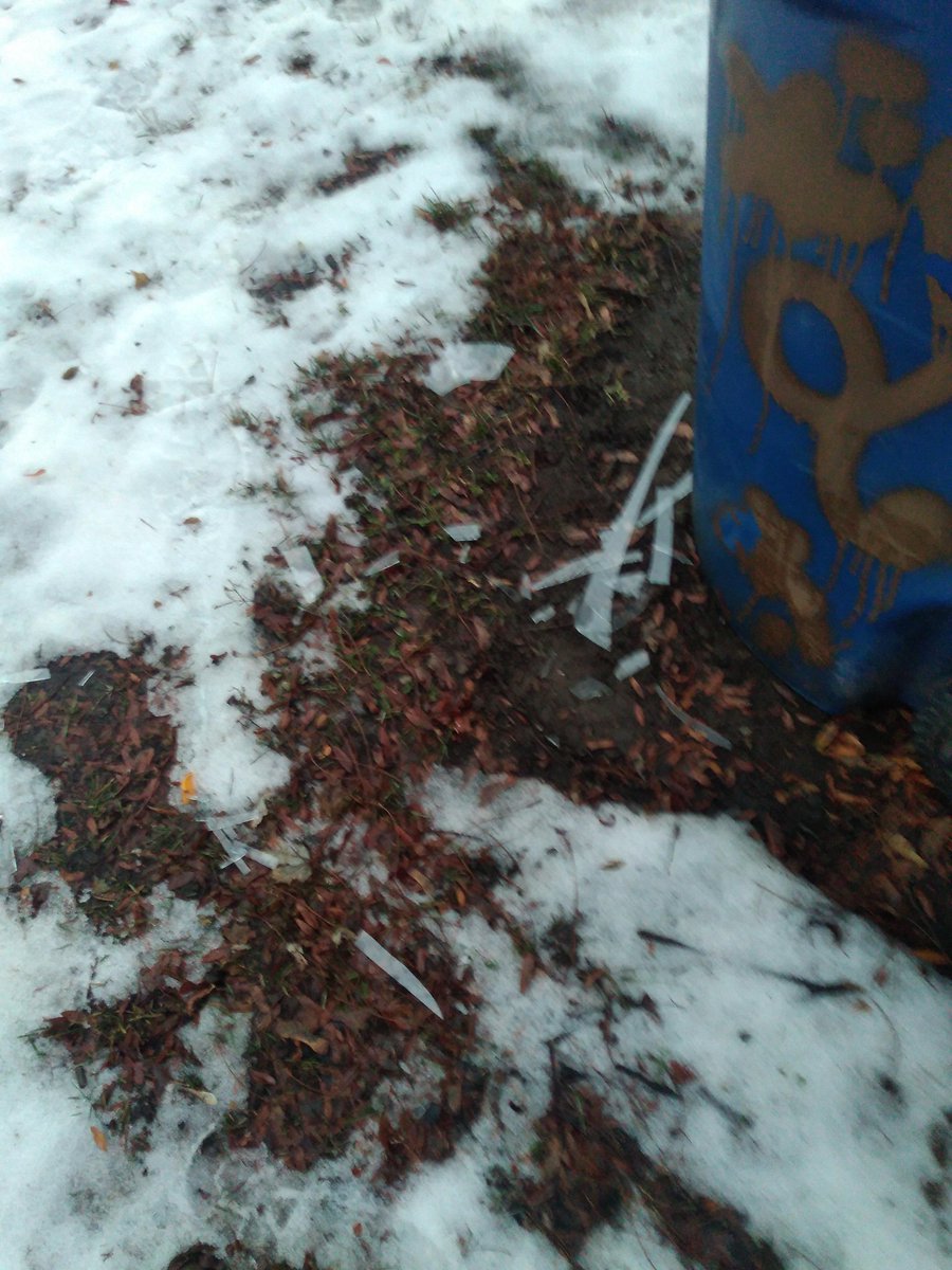 Hi <a href="/311Toronto/">311 Toronto</a> - some broken glass at MacGregor playground.  Next to garbage cans nearest splash pad.  Thanks
