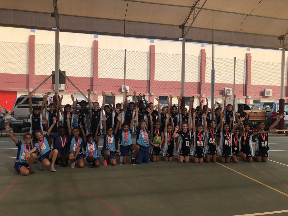 DCPEPrimary's tweet photo. Well done to the four Doha College teams that competed in the QPPSSA Netball tournament today!! Amazing effort girls 💪 

Special shout out to DC West Bay year 5 team finishing in 3rd place and DC Al Waab team finishing in 1st place 🥇 #dcpe #ballers https://t.co/w1hyFqLh2n
