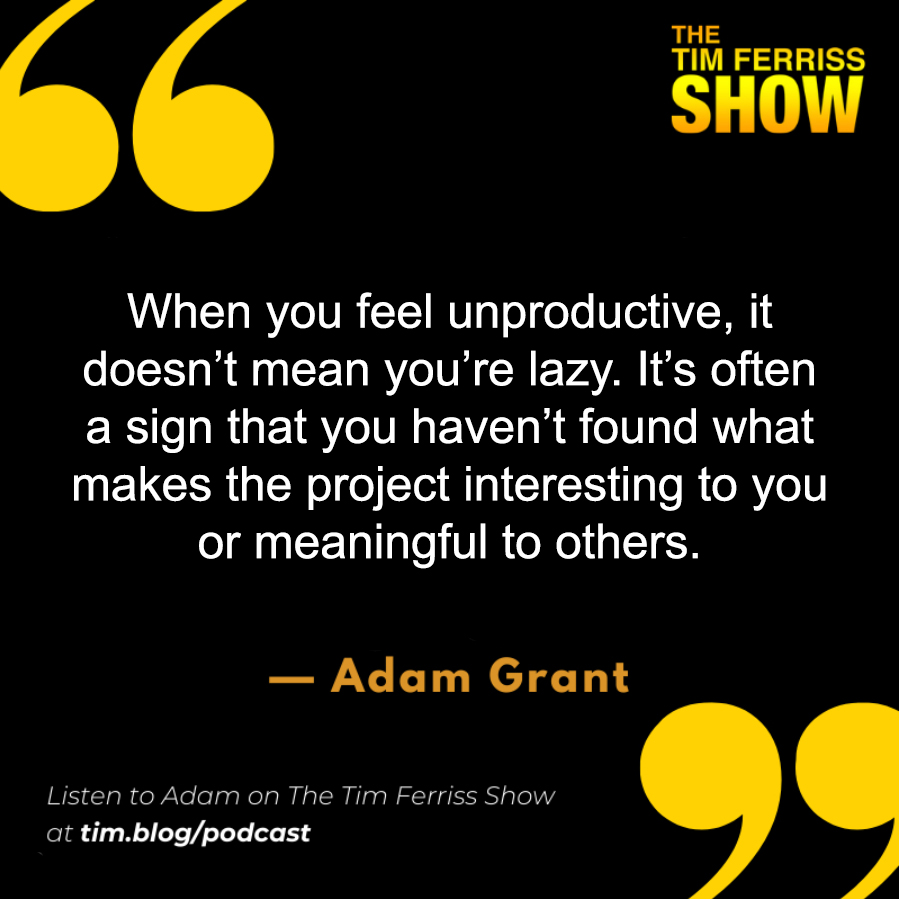 AdamMGrant's tweet image. The key to productivity isn't habits or hacks. It's motivation.

When you find your work exciting, you're naturally drawn into starting it.

When it has a real impact on those around you, you become driven to persist until you finish it.

#MondayMotivation tim.blog