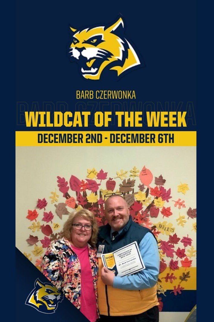 Wheeler_High's tweet photo. Congratulations to Ms. Czerwonka for being Wheeler WOW! Ms. Czerwonka does outstanding work with our students every single day! Thanks for everything you do!! Go Cats! #gocats #wow https://t.co/jRKa72N0Zw