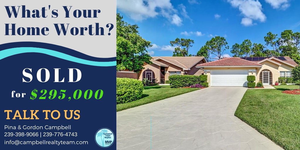 Pina_Campbell's tweet photo. Just Sold in Naples! 🏡💰⠀
Congratulations to the new homeowners!😊🔑
This lovely home with 3 beds and 2 baths was Sold for $295,000.⠀
Get Your Free Home Value Today! Contact Us!📞⠀
#Sold #Realestate #NaplesFlorida #RealestateAgent #FreeHomeValuation https://t.co/gS9Vz73Q8U