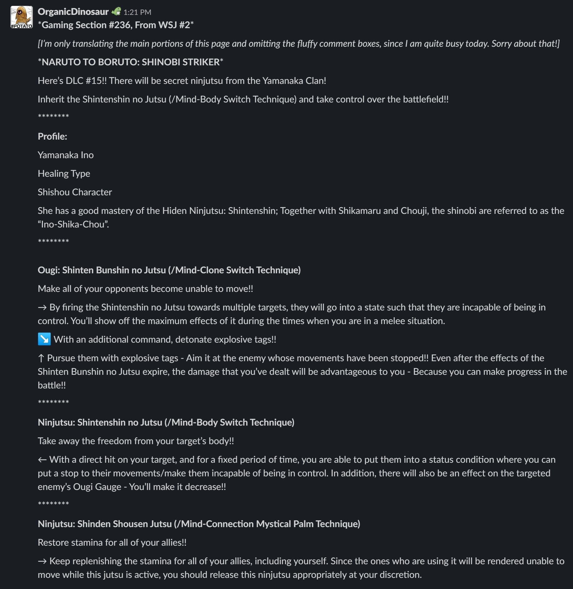 Spiralling Sphere Dlc 15 Is Ino Yamanaka For Naruto To Boruto Shinobi Striker I Have Also Attached Her Move Set Skills That Organicdinosaur Has Translated T Co Awpjx2xzbg Spiralling Sphere Dlc 15 Is Ino Yamanaka For Naruto To Boruto Shinobi Striker I Have Also Attached Her Move Set Skills That Organicdinosaur Has Translated T Co Awpjx2xzbg