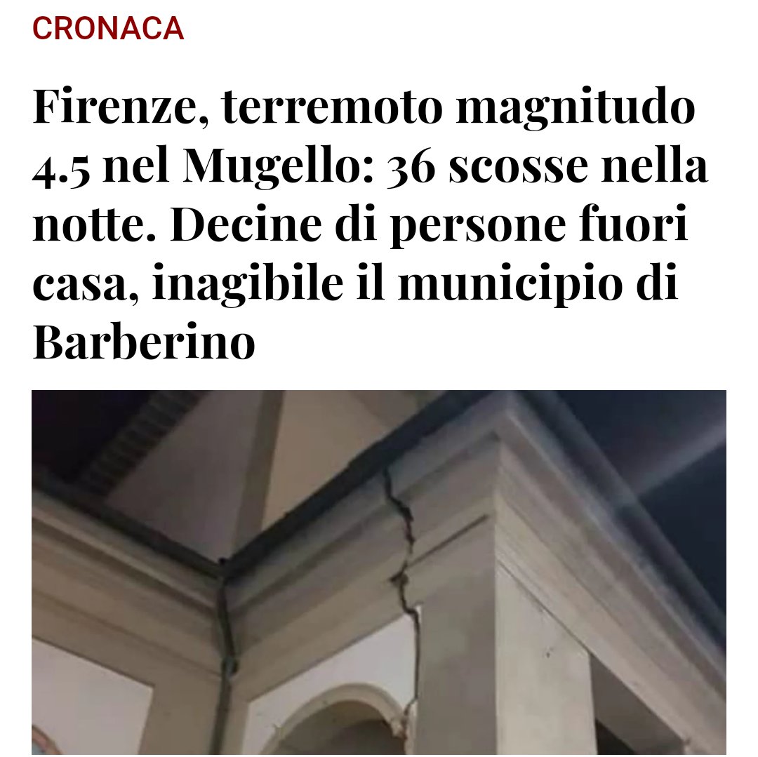 Da abruzzese sono consapevole dei danni, anche psicologici, che provoca un #terremoto. 
Per fortuna, oggi parliamo di qualche edificio lesionato, ma niente danni a persone.

Un abbraccio a chi ha avuto paura, auguro con tutto il cuore che sia finita qui, forza.
#Firenze #Mugello