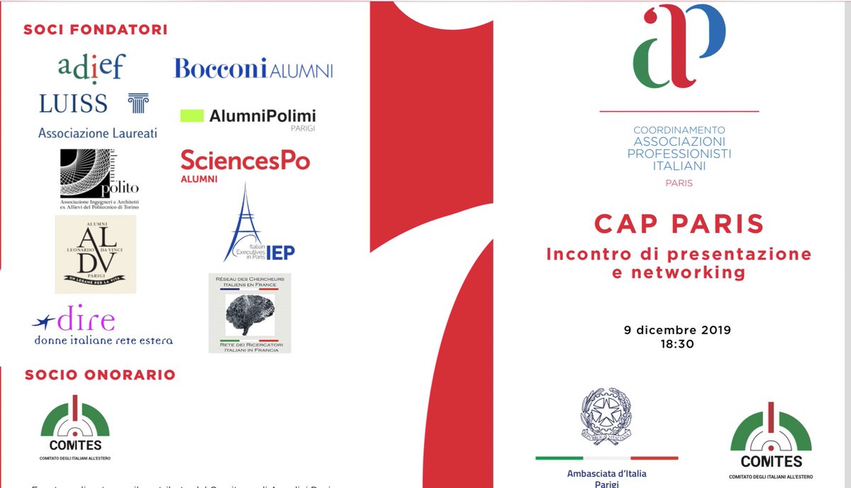 ItalyinFrance's tweet photo. Presentazione oggi in Ambasciata del CAP, Coordinamento Associazioni Professionisti italiani, alla presenza del Direttore DGIT @LuigiVignali. 10 associazioni e oltre 2000 professionisti con un ruolo strategico a sostegno del Sistema Italia @ItalyMFA @ComitesP #adief #dire https://t.co/jsDkmCFuc8