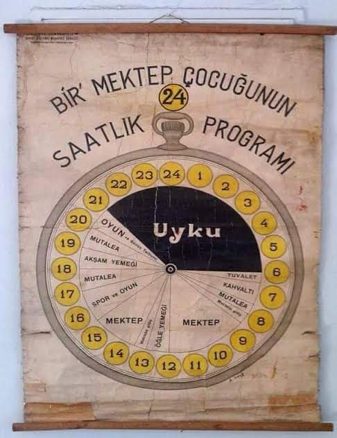 Yıl 1930...
"Bir Mektep Çocuğunun 24 Saatlik Programı"
