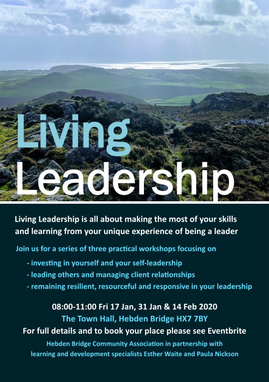 estherwaite's tweet photo. #Calderdale #business leaders, get your 2020 off to a flying start - join @IfSoLetsGo and me for a series of three #leadership workshops beginning 17th Jan @HebdenTownHall. Booking now open via https://t.co/SwyPkH3tfb @HebdenbridgeOrg https://t.co/5Eoo2NET9J