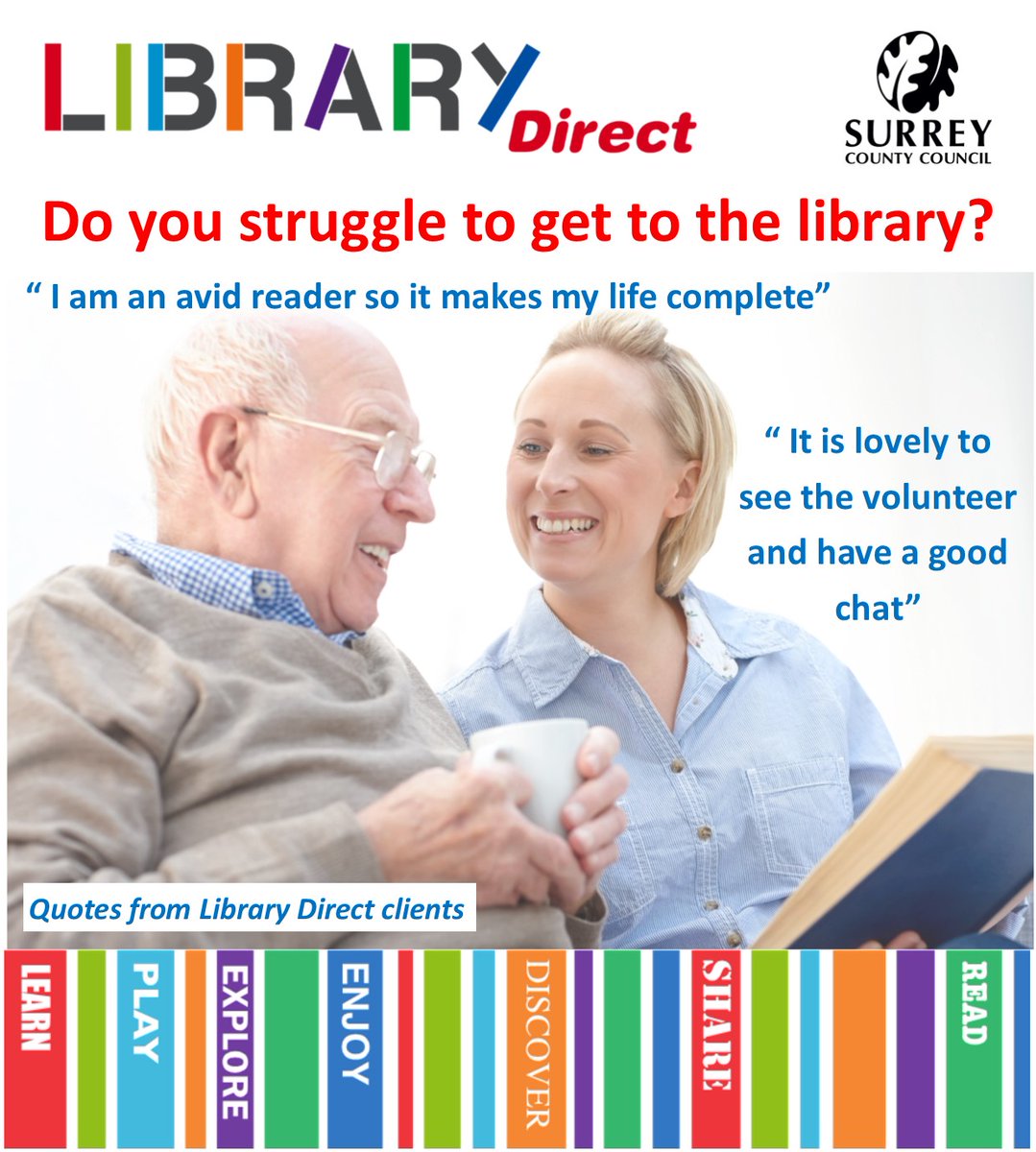 CamberleyLib's tweet image. Have you heard about our Library Direct service? 📚

We work with volunteers who select, collect and deliver books and audiobooks to people who are unable to get to the library.

Find out more at: shorturl.at/iyzT7

@SurreyLibraries #surreylibraries #librarydirect