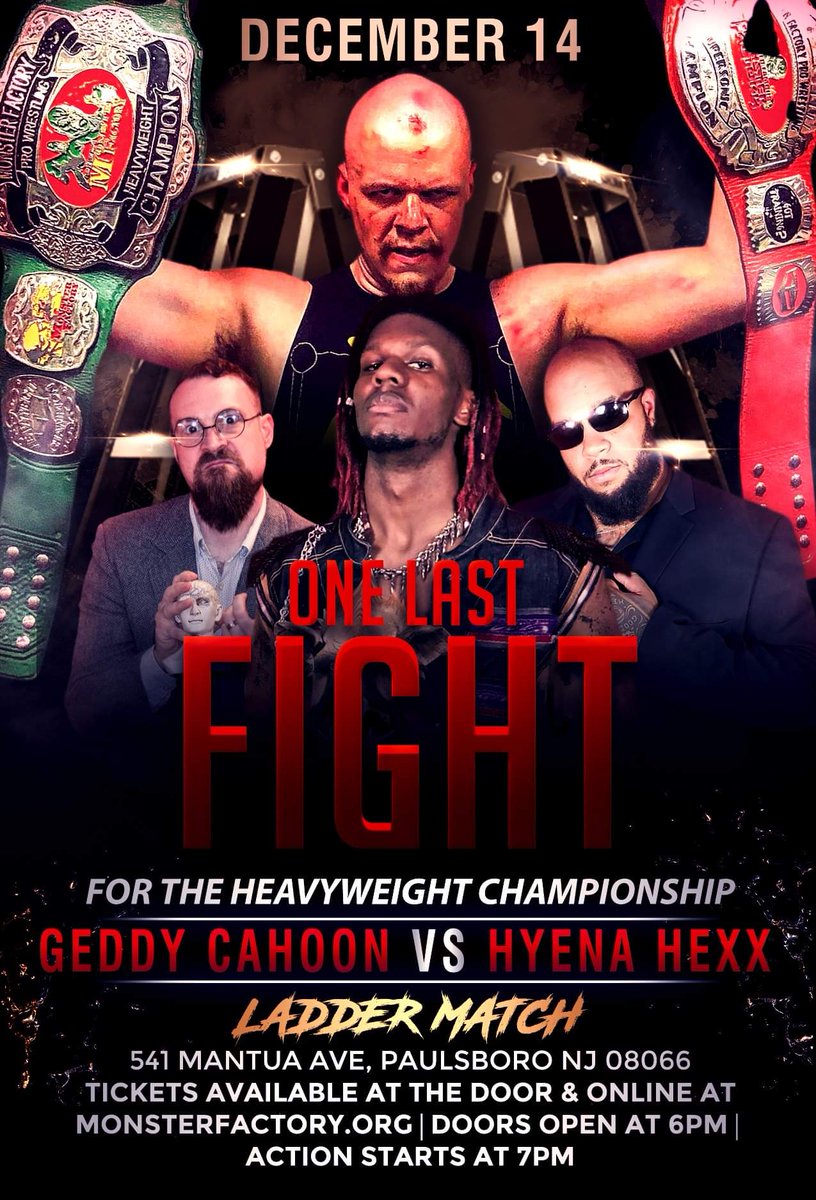 4MonsterFactory's tweet photo. This Saturday! It's @TheMFPW at @4MonsterFactory!
Ladder match!
Tag team Championship match!
20 person battle royal!
It will be @PrinceofCMD making his debut! Plus the return of @FoxxVinyer & more!
#MonsterFactory #TheMFPW #TheMFNetwork https://t.co/vkhO5HxCdh