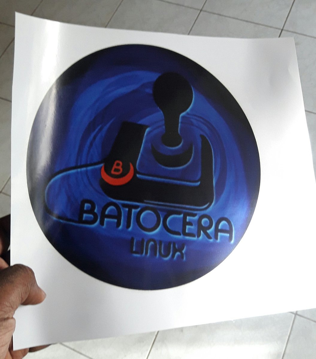 Went over to the local print shop and had a  @batocera_linux logo sticker printed for the emulation machine . Been thinking about doing the for quite a while. I used the older blue linux logo coz for me "batocera linux" had more weight than "All the cores that matter".
