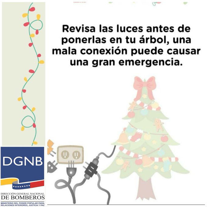 DGNBEnLinea's tweet photo. #PrevenciónEnDiciembre Revisa las luces en tu árbol, una mala conexión puede causar una gran Emergencia. https://t.co/n8mAokkC40