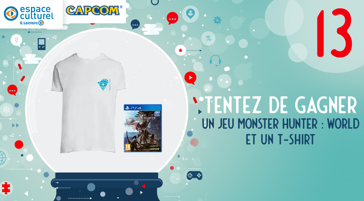 Un nouveau monde vous attend dans le #CalendrierDeLAventLeclerc !

RT + follow <a href="/Leclerc_JV/">E.Leclerc Jeux Vidéo</a> et <a href="/capcom_france/">Capcom France</a> pour tenter de remporter votre jeu Monster Hunter : World et un T-shirt !

Règlement ▶️ po.st/Calendrier-Ave…