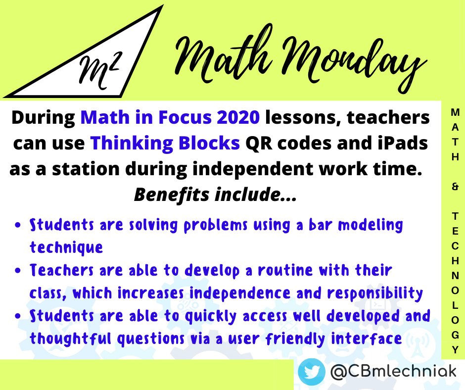 CBmlechniak's tweet photo. Math Monday!
~This month, Math Mondays will showcase ways to integrate technology into mathematics. Consider ideas that would benefit your students.
Special thanks to @CB_JShaw, @cjansquest, @amyslogue, and @AControy.
@mif2020 @mathplayground #CBSDElemMath #CBinnovate https://t.co/Q5LTJpDBTa