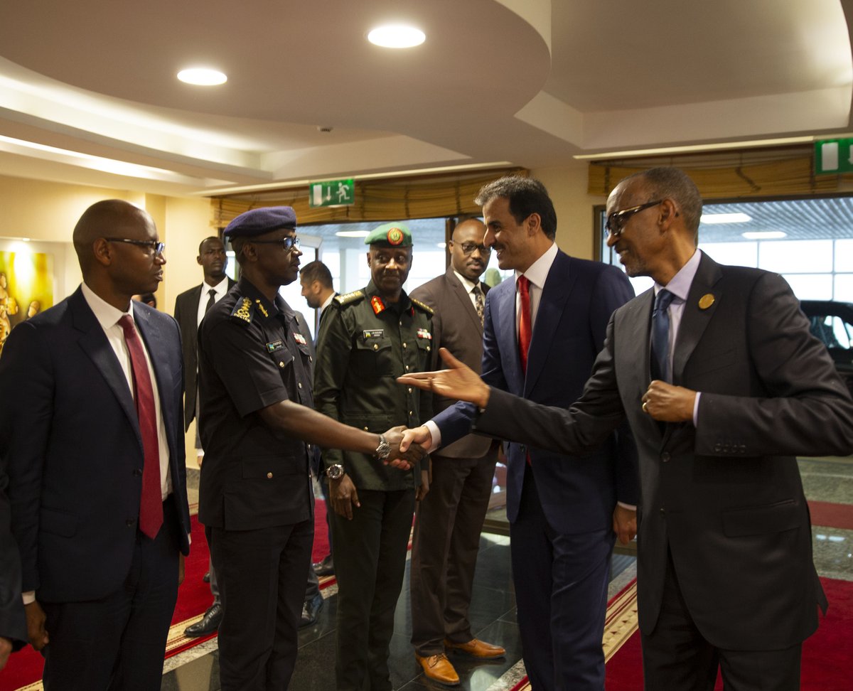 HH the Amir arrives in Kigali the capital Republic of Rwanda. Upon his arrival His Highness was received by HE President of the Republic of Rwanda. #QNA