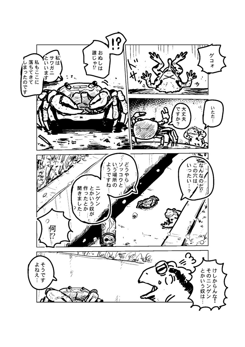 カエルの漫画 