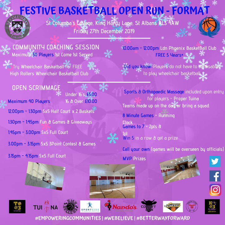 COMMUNITY BASKETBALL OPEN RUN
27th December 2019
Please join us