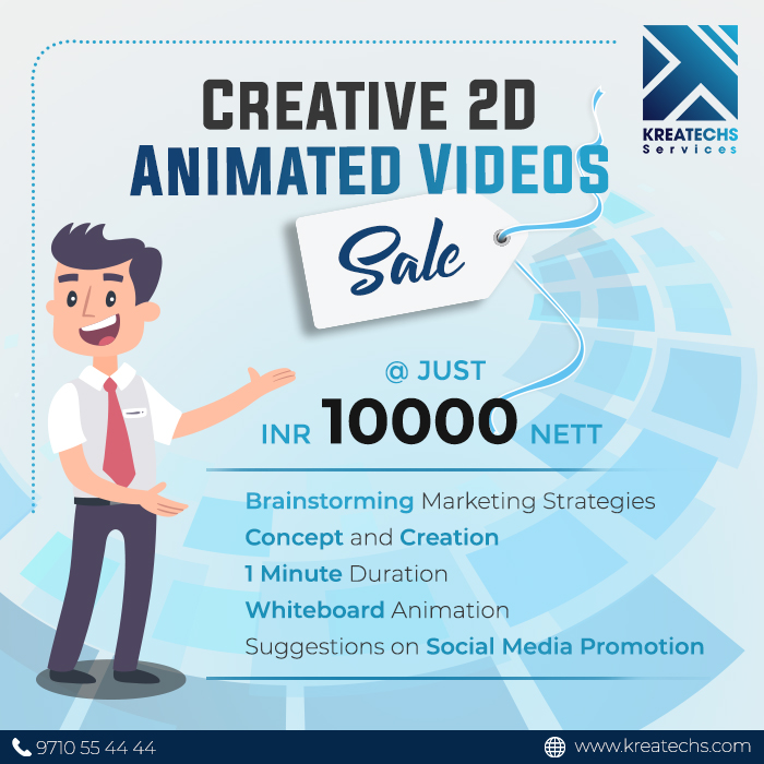 Creative 2D Animated Videos @ JUST INR 10000 nett

#websiterevamp #websiteredesign #websitedesignservice #needawebsite #videomarketing #whiteboard #animation #kreatechs #microsites #cmswebsites #wordpress #digitalagency #digitalmarketing #design #creativedesign