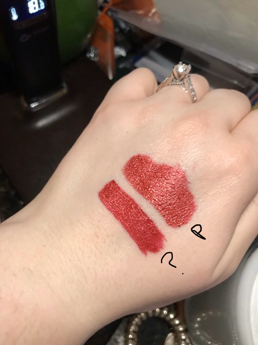 Someone asked for a comparison of poinsettia and the mystery shade the left is “?” And right is poinsettia