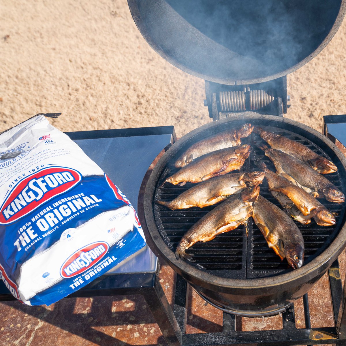 #ad 
I love smoked trout!  And I also love the Kingsford Original, the "Blue Bag" for the consistent temps I get.  Go to my blog at melissacookston.com/smoked-trout-y…… to get some great recipes!  Now go out and get your grill on! #kingsford