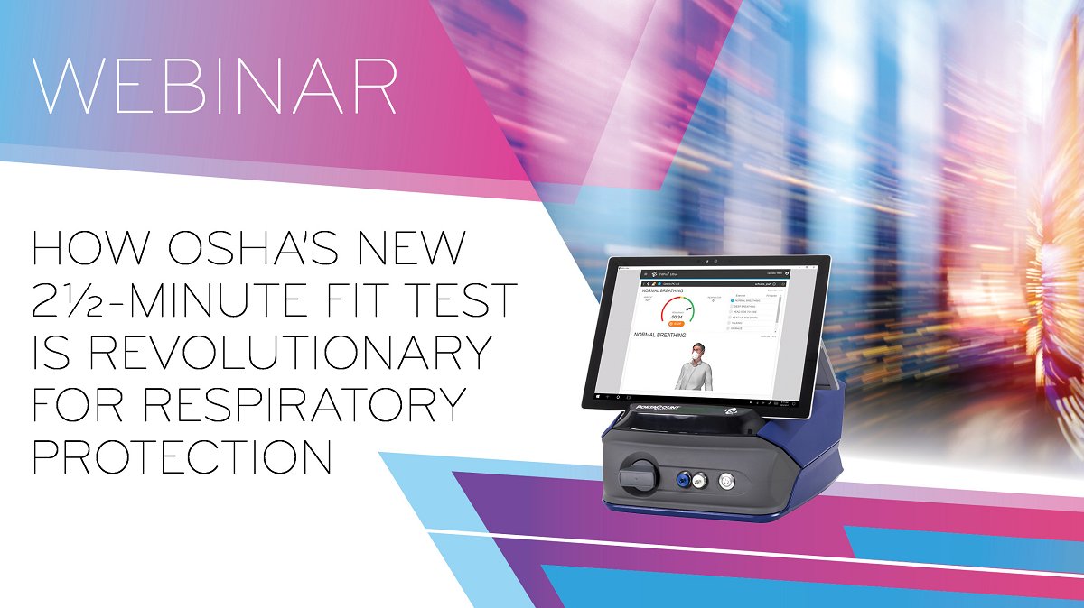 Webinar: OSHA's newly updated protocols allow faster respirator fit testing. Conduct fewer &amp; shorter fit test exercises that still protect workers. Join us Wednesday for a 1-hour webinar from our experts. Sign up: bit.ly/324wAF0 #respiratorfittesting #quantitativefittest