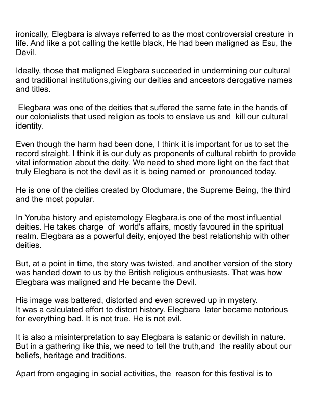 GaniAdams5's tweet photo. Here is a copy of the speech I gave at the 2019 edition of Elegbara Festival that held on December 6th at Shasha, Akowonjo in Lagos.
#culture #elegbara #festival https://t.co/rIQl0con7s